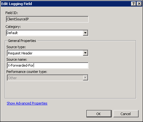 Edit Logging Field pane