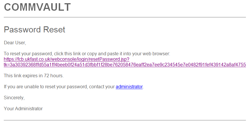 reset password email